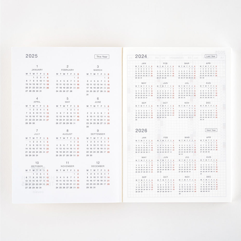 2025 Hobonichi Techo Cousin Planner Book English A5