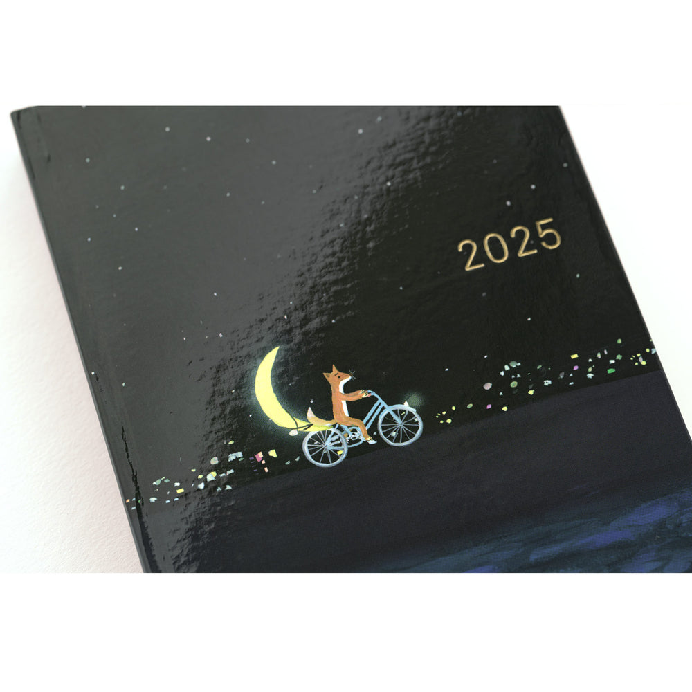 2025 Hobonichi Techo HON A6 English Hardcover Planner Book - Hiroko Kubota: Crescent Moon Delivery