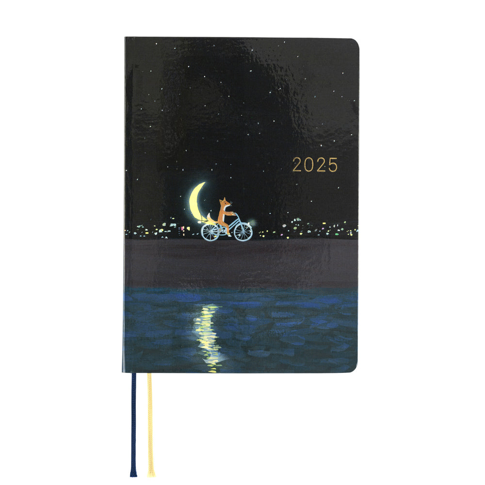 2025 Hobonichi Techo HON A6 English Hardcover Planner Book - Hiroko Kubota: Crescent Moon Delivery