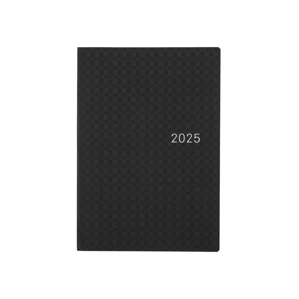 2025 Hobonichi Techo HON A6 English Hardcover Planner Book - Paper Series: Black Gingham