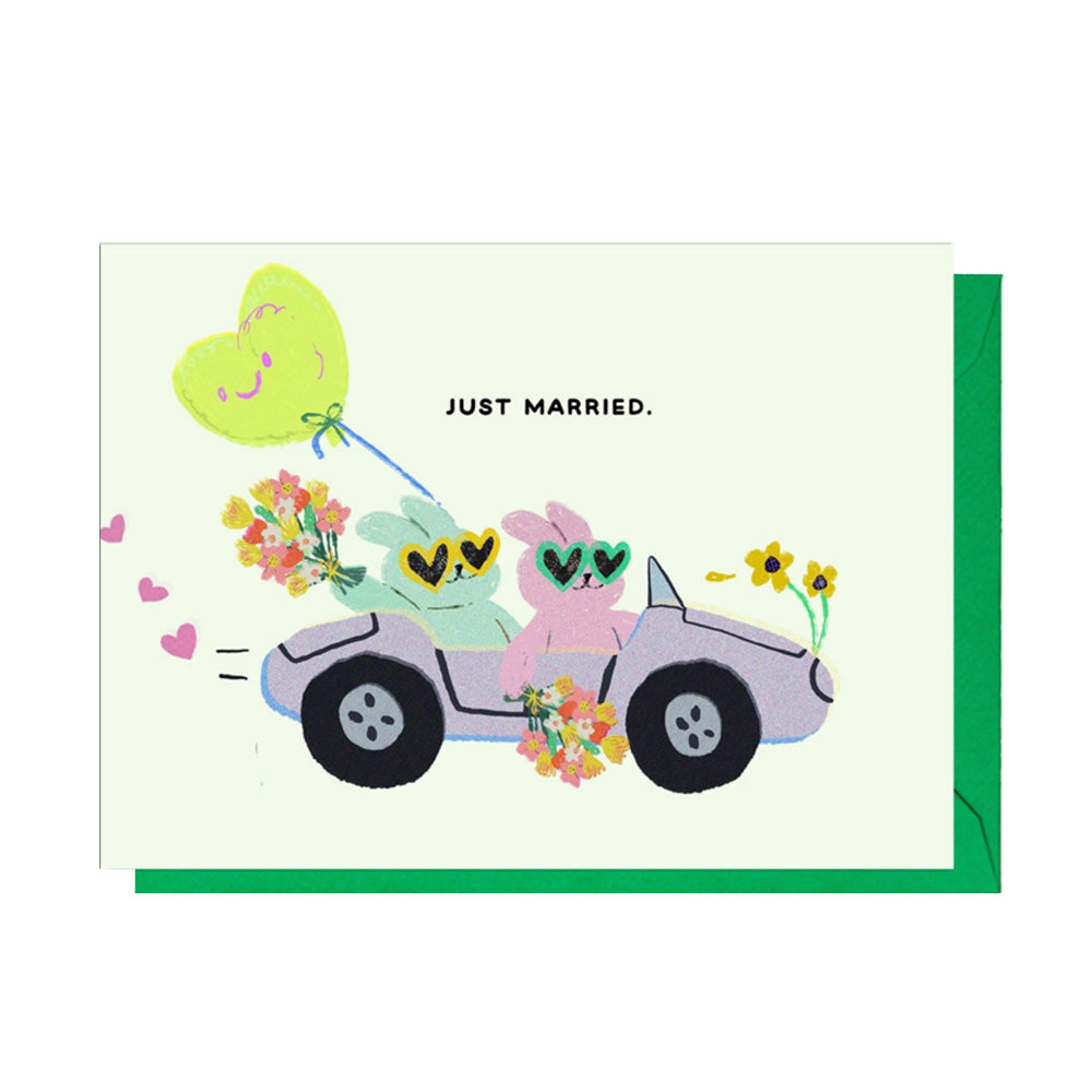 Just Married Bunnies Card