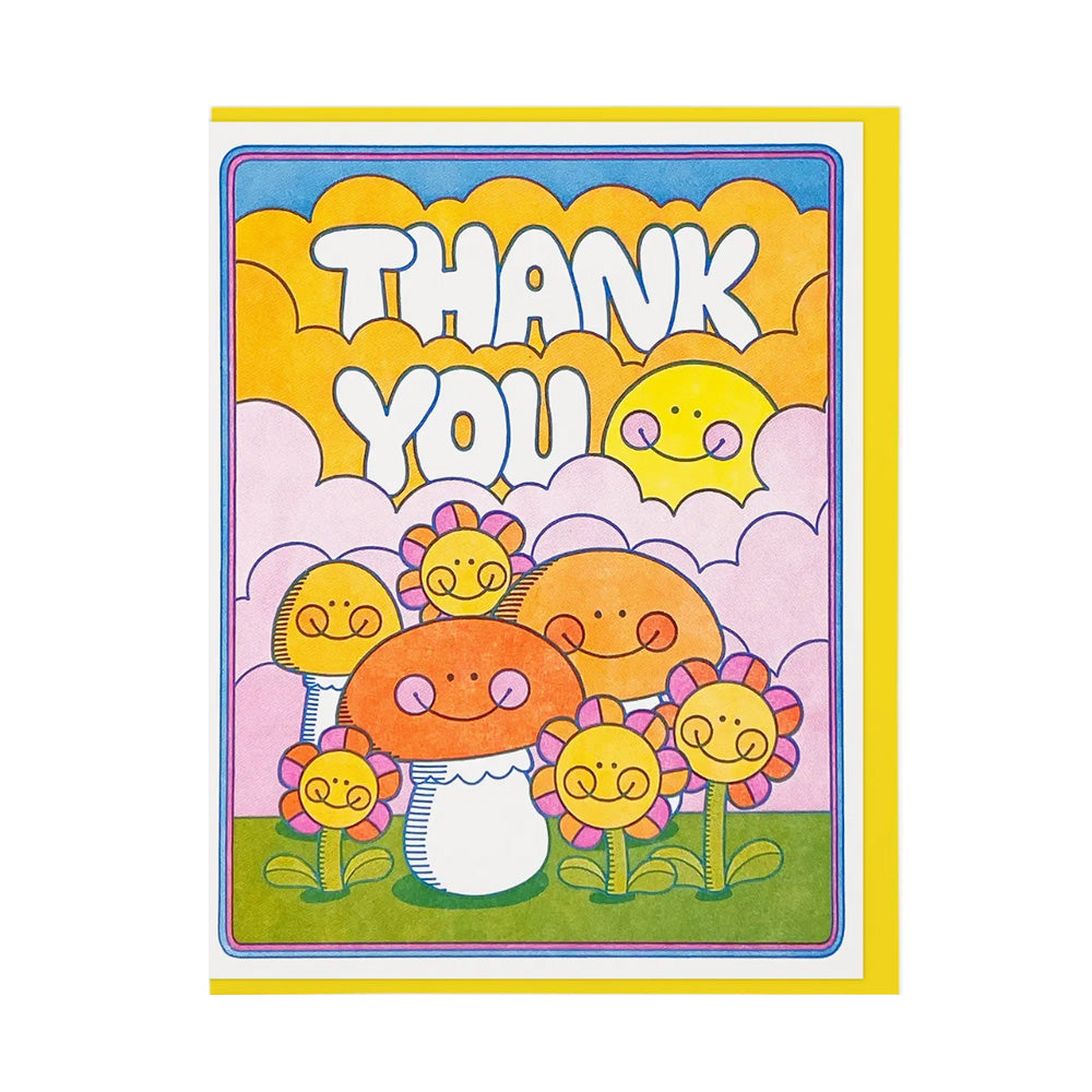 Thank You Mushrooms and Flowers Card