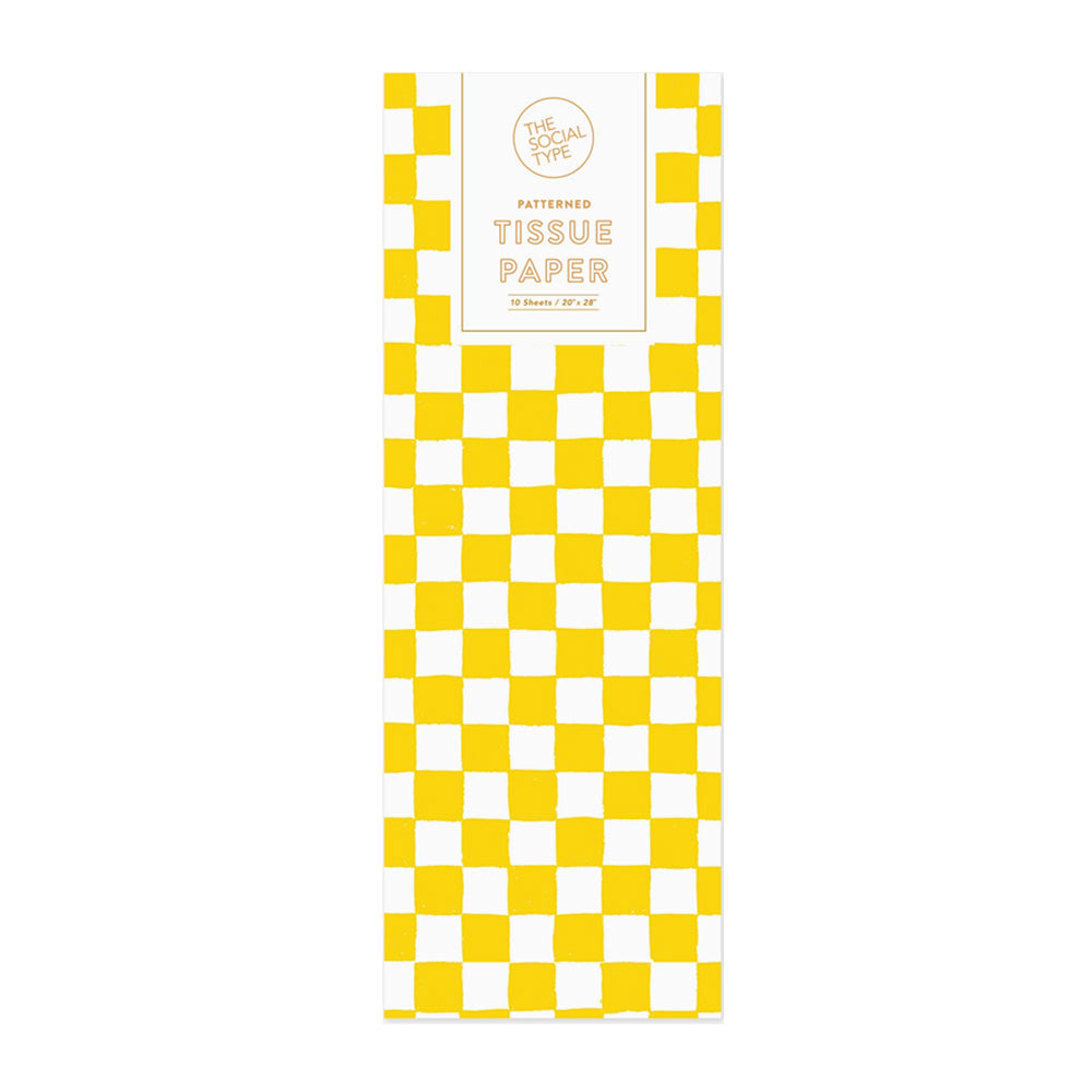 Yellow Checker Tissue Paper