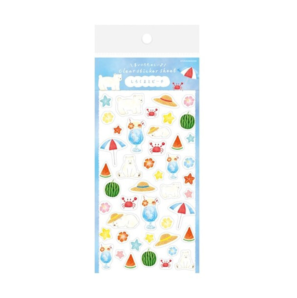 Furukawashiko Clear Sticker Sheet - White Bear and Beach