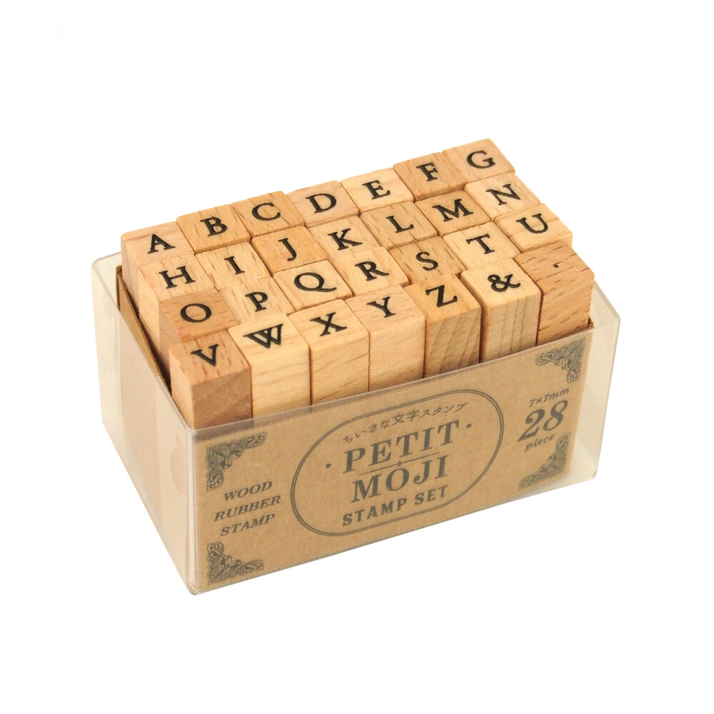 60-Piece Wood Alphabet Stamp Set, Upper and Lowercase Letters with
