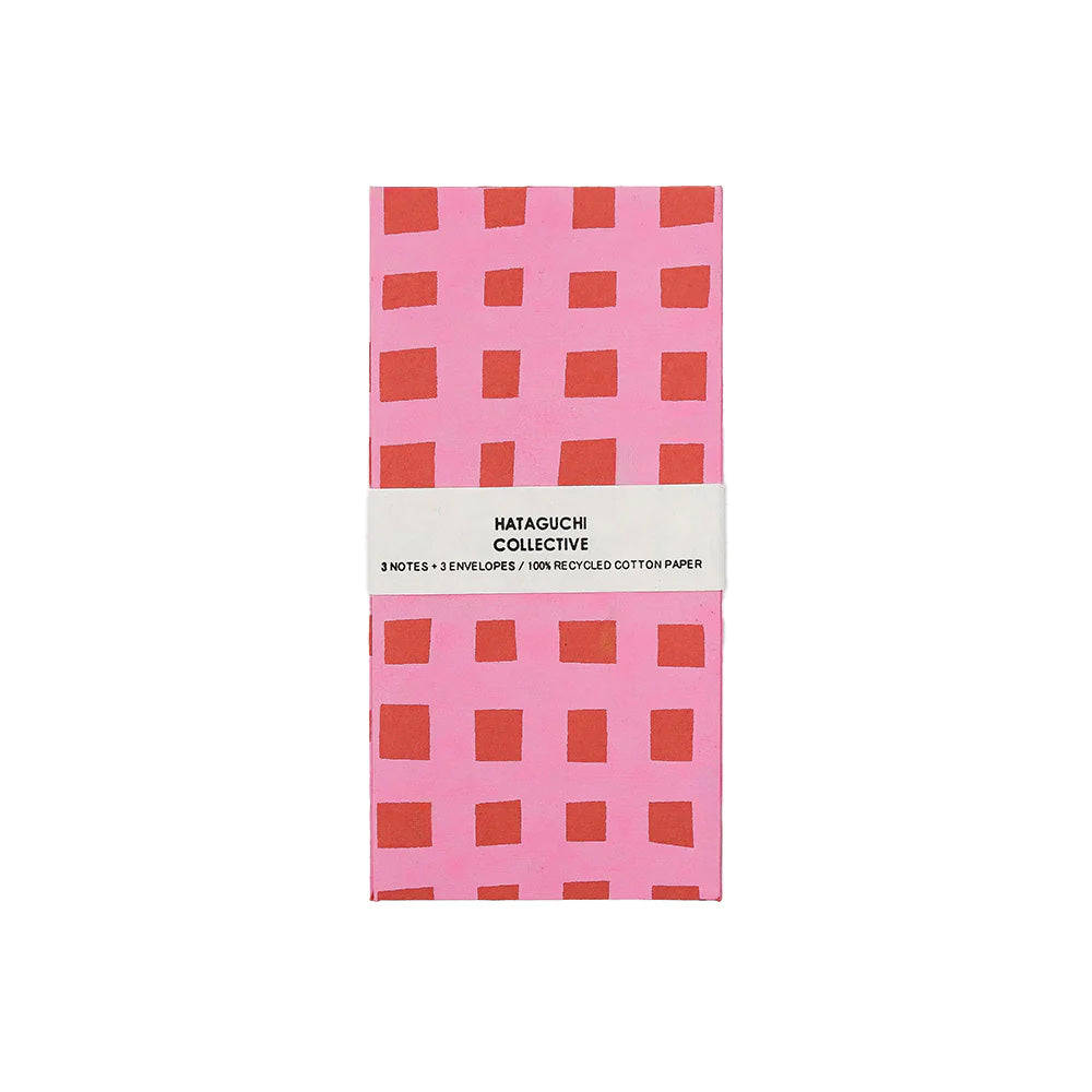 Large Envelope with Notecard Set of 3 - Grid Peach