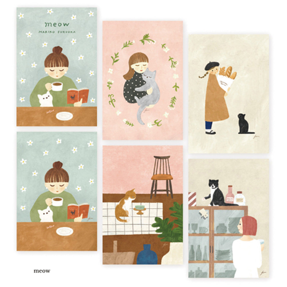 Mariko Fukuoka Postcard Set - Meow