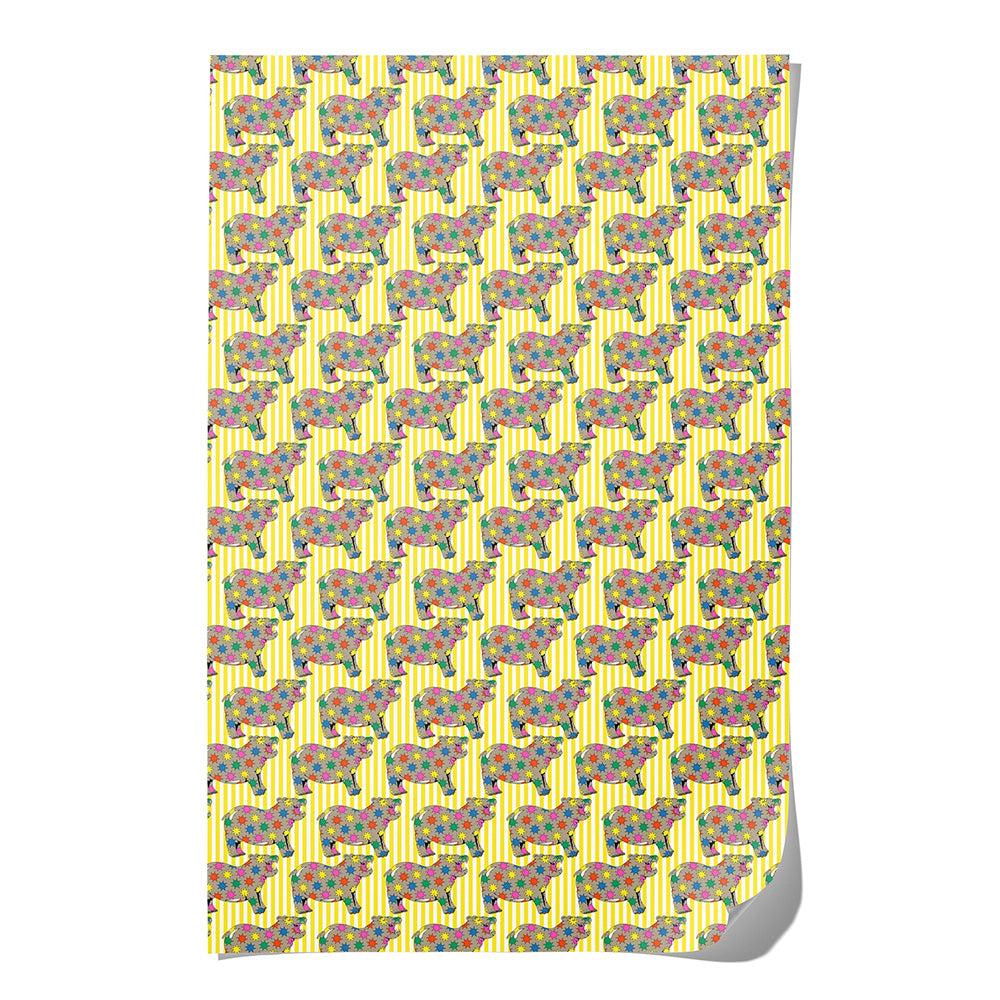 Star Hippos Wrapping Paper Sheet