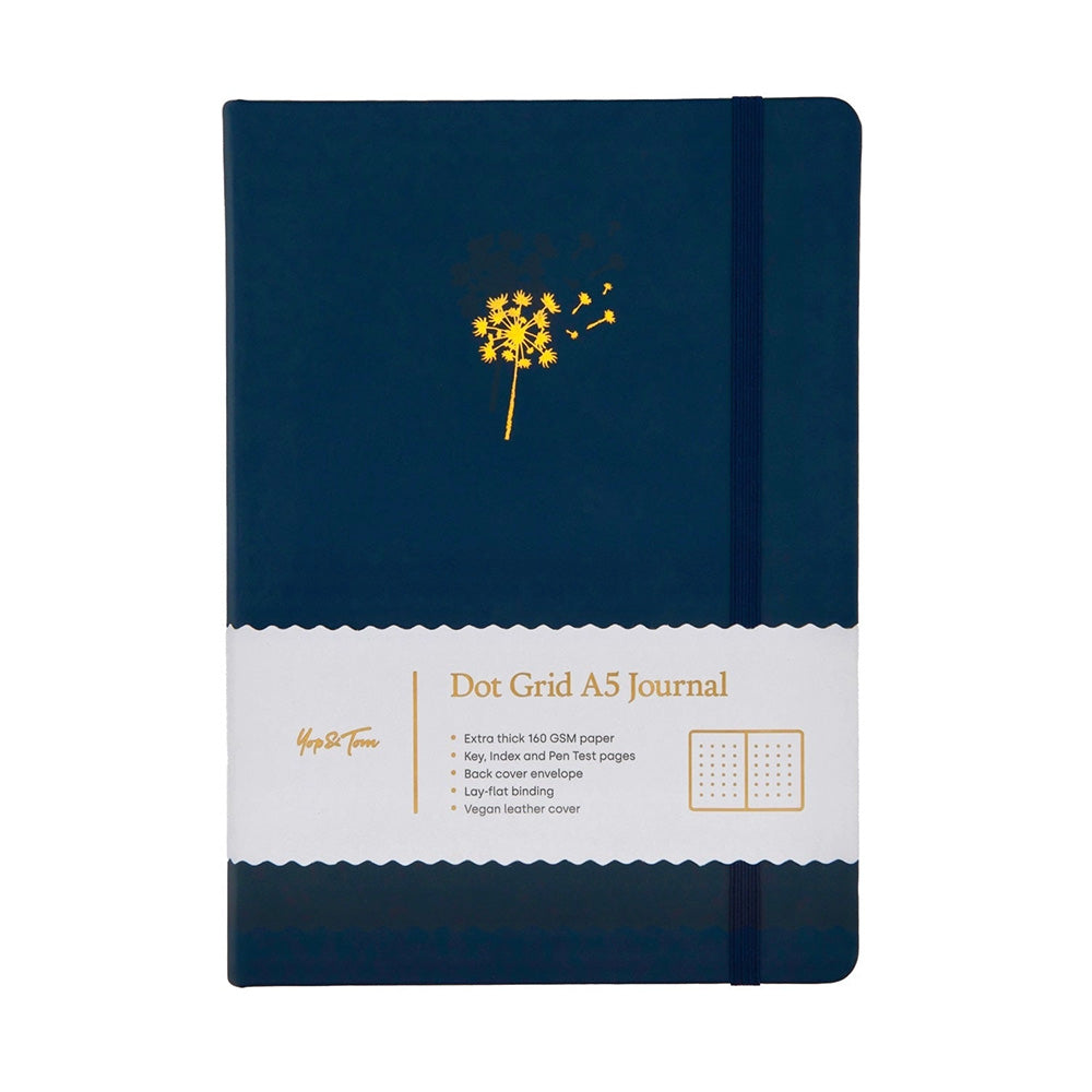 Yop & Tom A5 Notebook - Dot Grid - Dandelion Midnight Blue